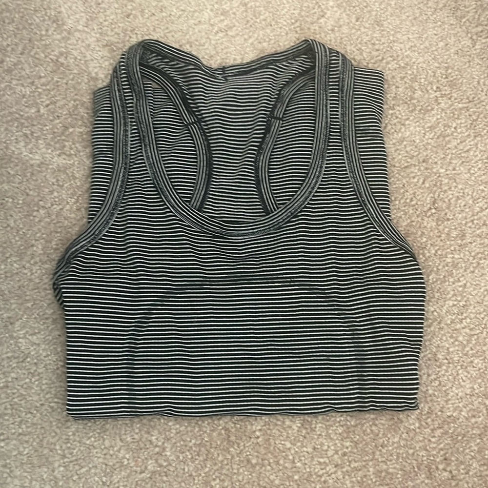 black & white striped lululemon swiftly tank
